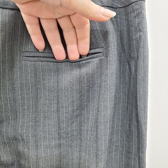 Chico's Women's Gray Silver Metallic Pinstripe Career Dress Trousers Size 1 (8) - Picture 5 of 6